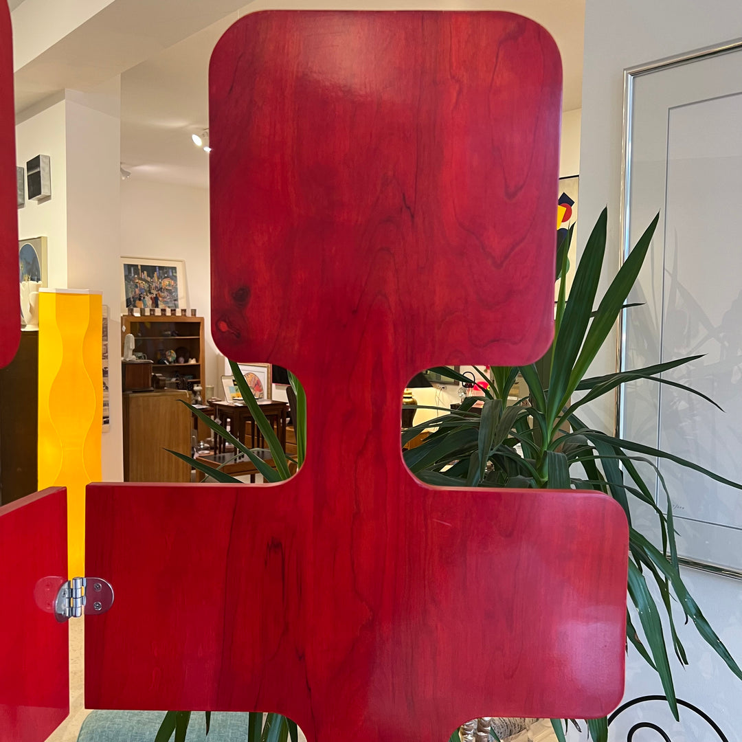 One-of-a-kind Custom Red Lacquered Room Divider