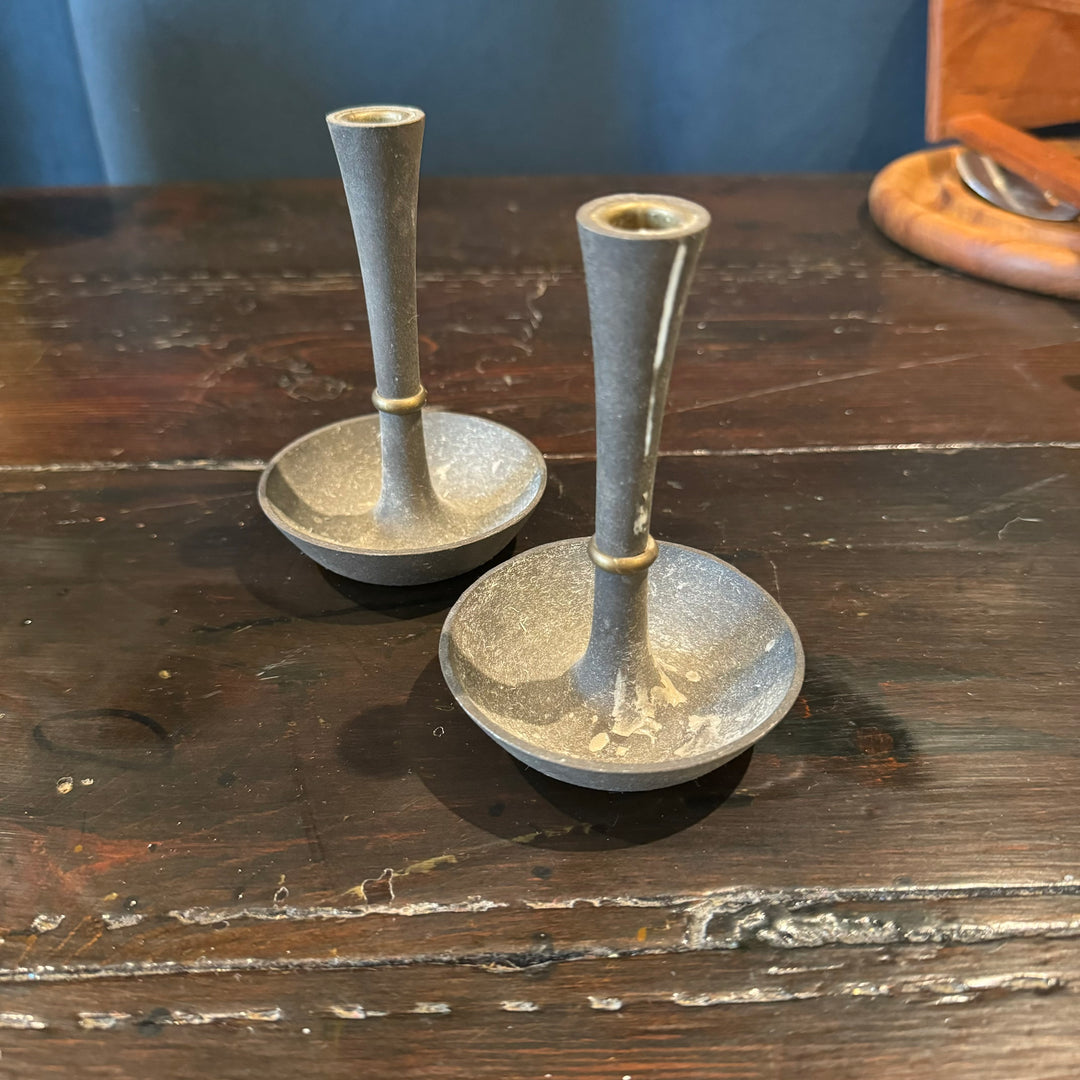 Pair of Cast Iron Candle Holders