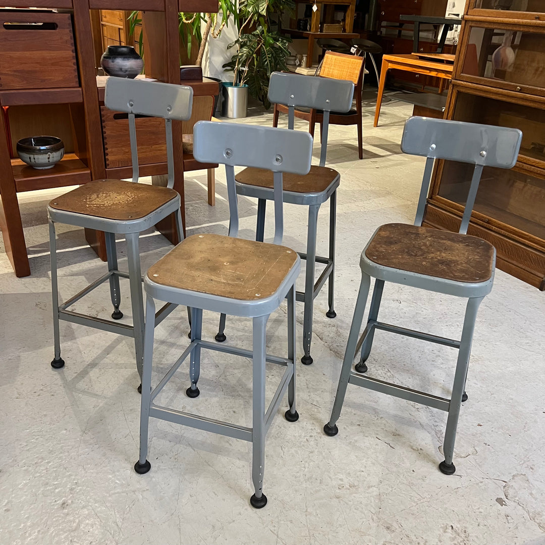 Lyon Industrial Metal Stool w/Backrest (Gray)