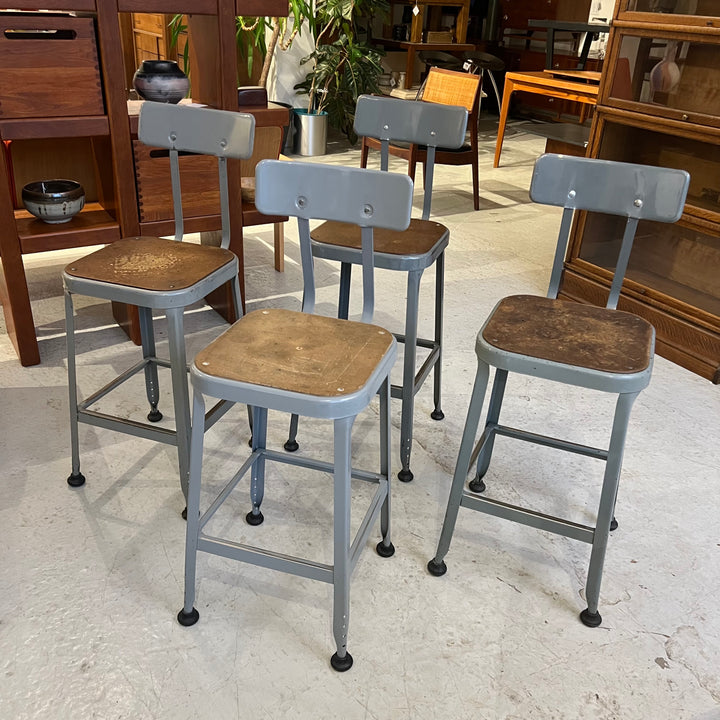 Lyon Industrial Metal Stool w/Backrest (Gray)