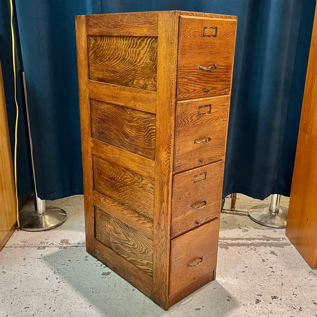 Antique 4-Drawer Oak File Cabinet