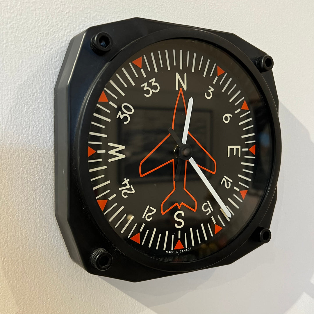 1980s Trintec Industries Airplane Gyro Gauge Wall Clock