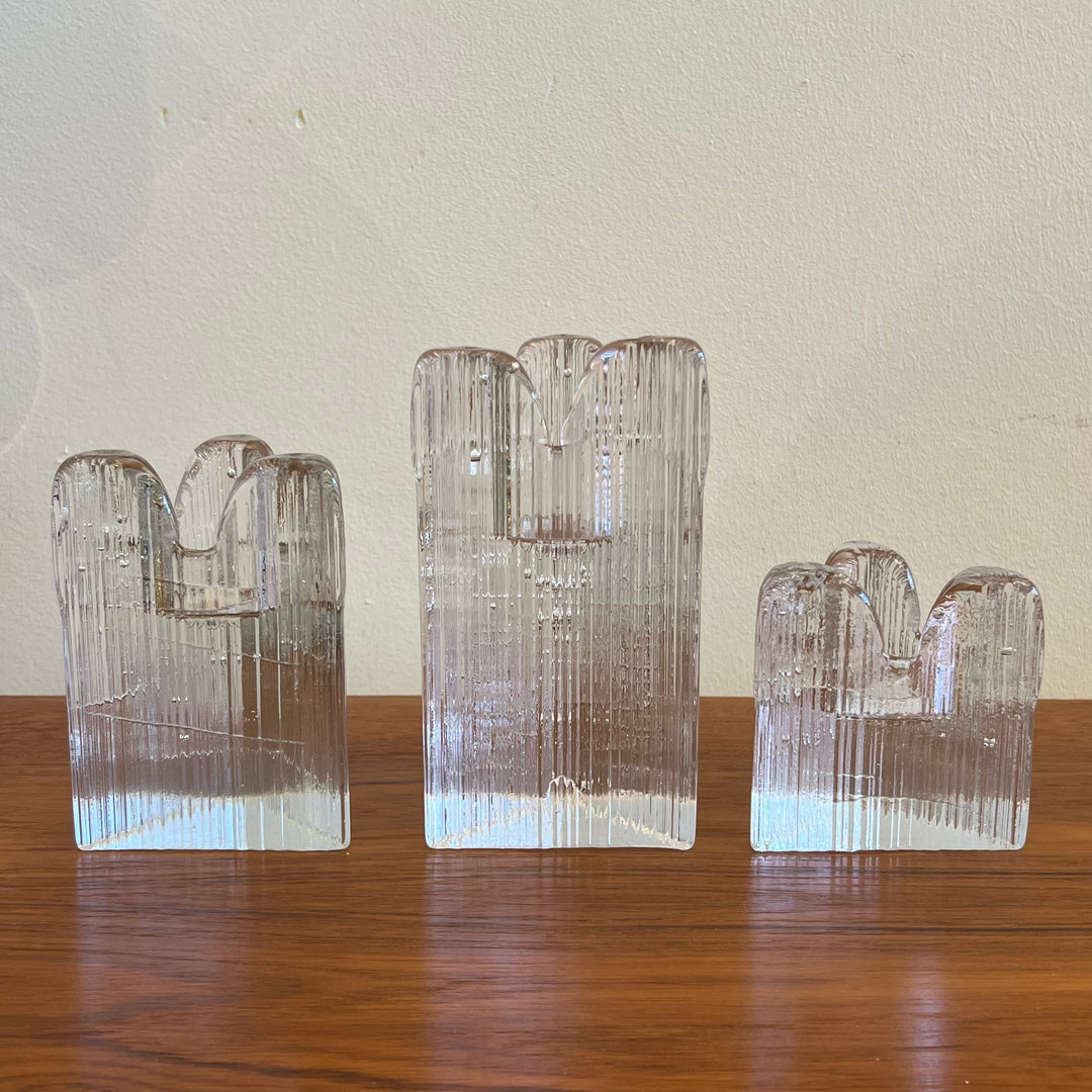 Kosta Boda “Skyline” Candle Holders, Set of 3