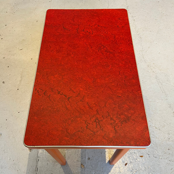 Fully Restored 30” Metal Table in Orange