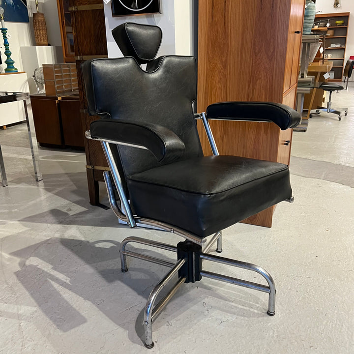 Amazing 1930s Deco Chrome/Black Vinyl Barber Chair