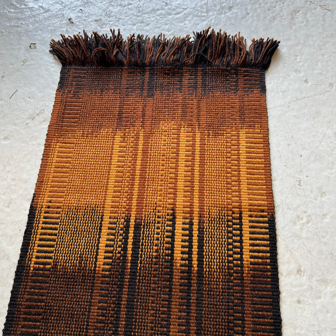 1970s Japanese Hand-woven Wool Textile Runner