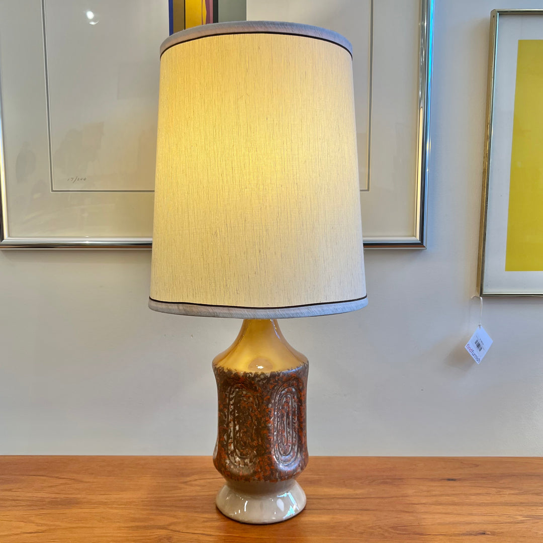 Ceramic Table Lamp w/Orange/Brown/Tan