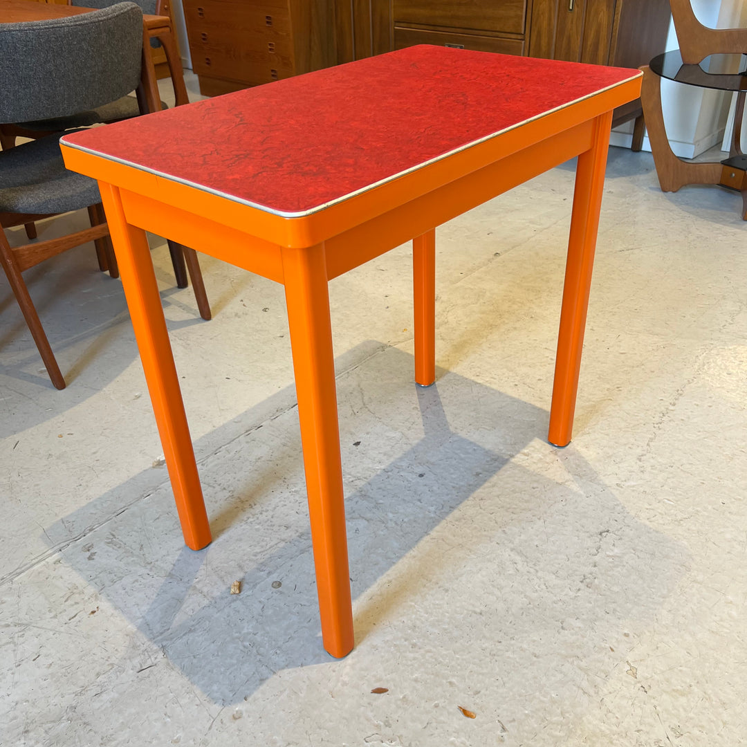 Fully Restored 30” Metal Table in Orange