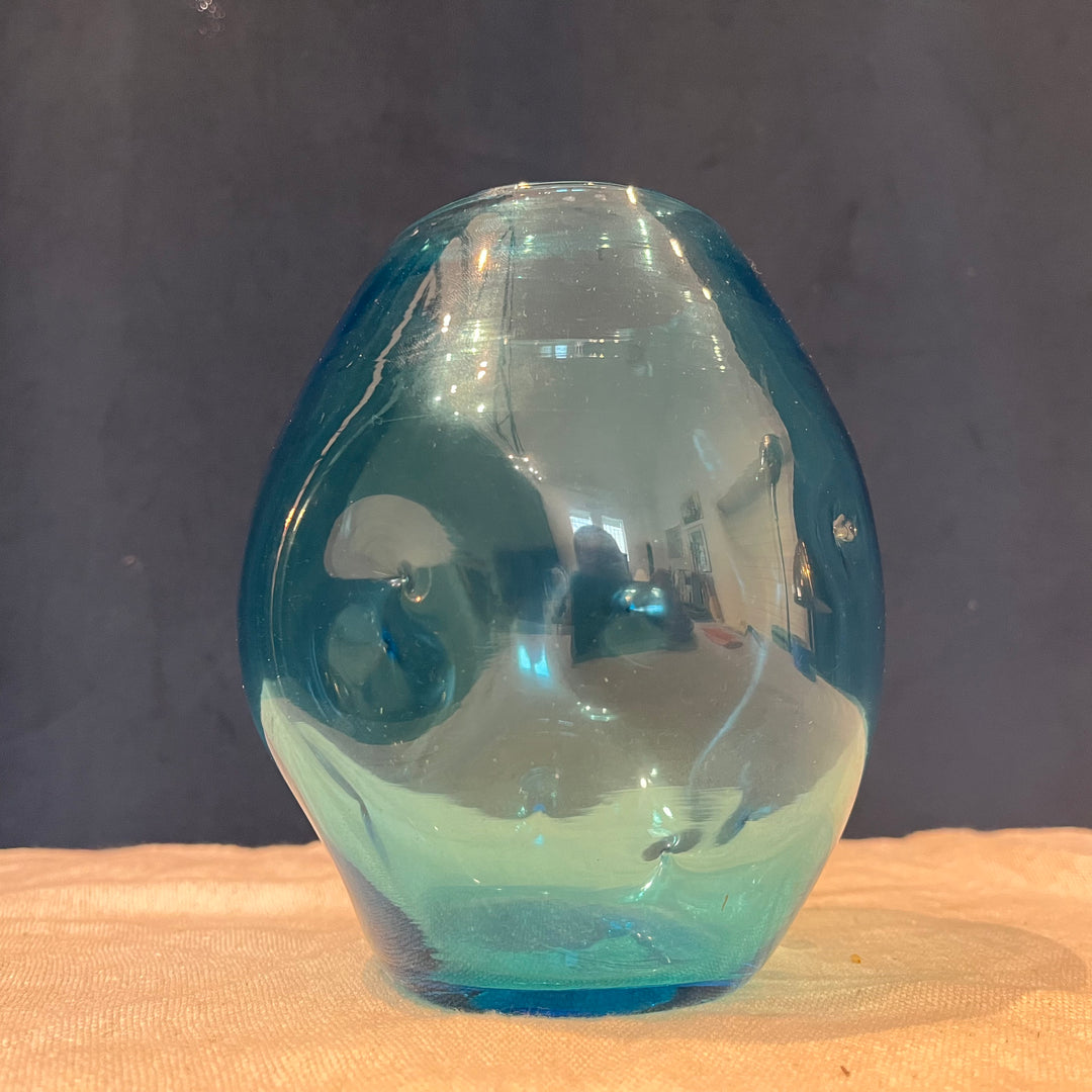 Blenko Dimple Vase Turquoise Blue