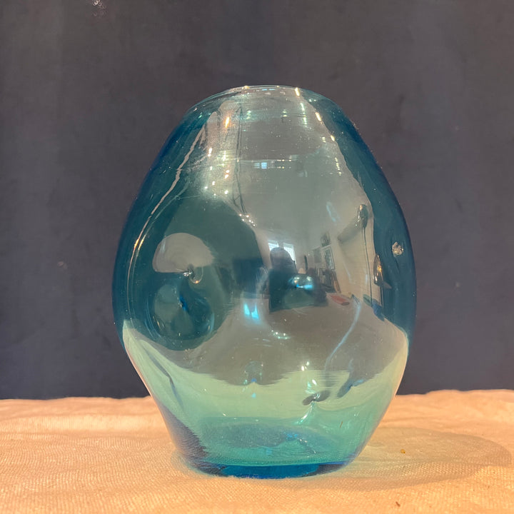 Blenko Dimple Vase Turquoise Blue