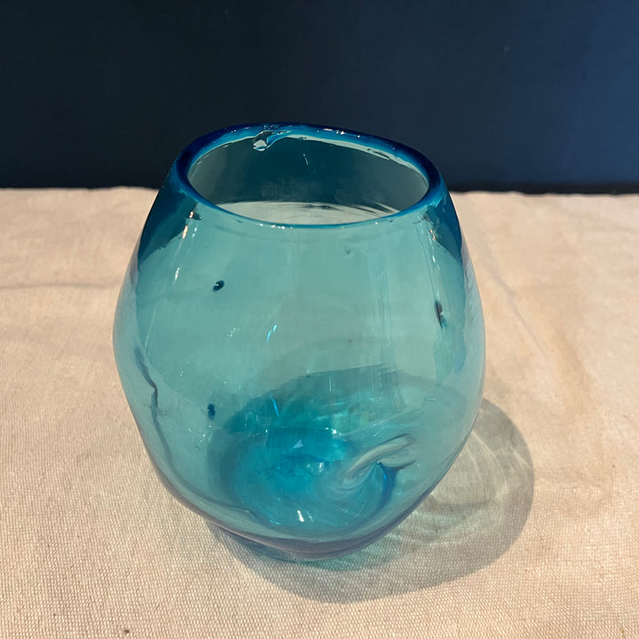 Blenko Dimple Vase Turquoise Blue