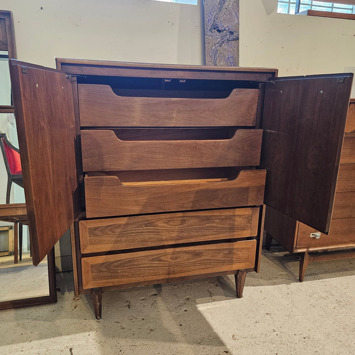 MCM American Walnut Tall Boy Dresser Cabinet