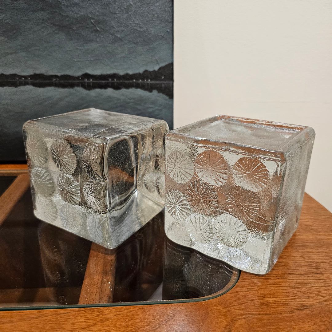 Pair of Blenko Cube Bookends